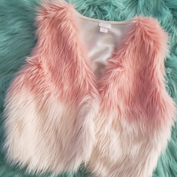 Xhilaration Pink & White Ombre Fur Vest - Picture 1 of 4
